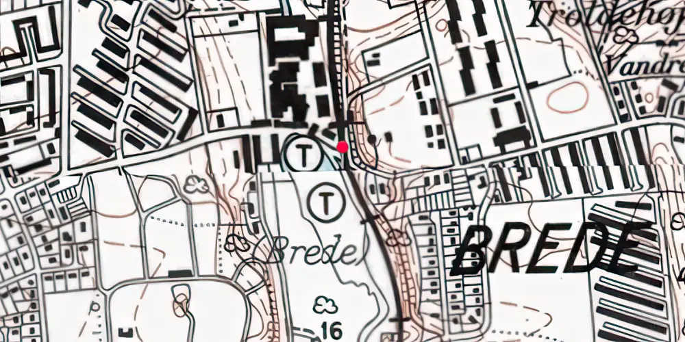 Historisk kort over Brede Station [1900-1968]