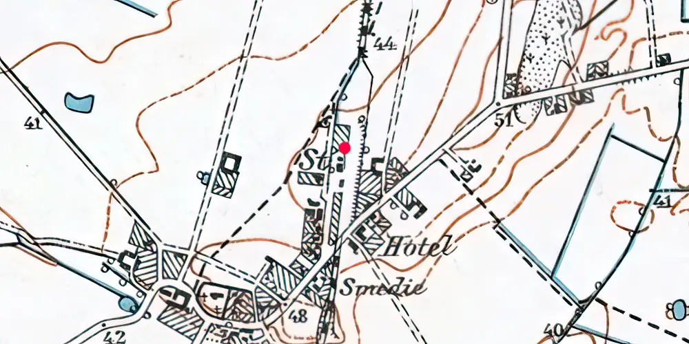 Historisk kort over Kirke Eskilstrup Station [1901-1991]