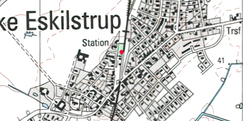 Historisk kort over Kirke Eskilstrup Station [1901-1991]