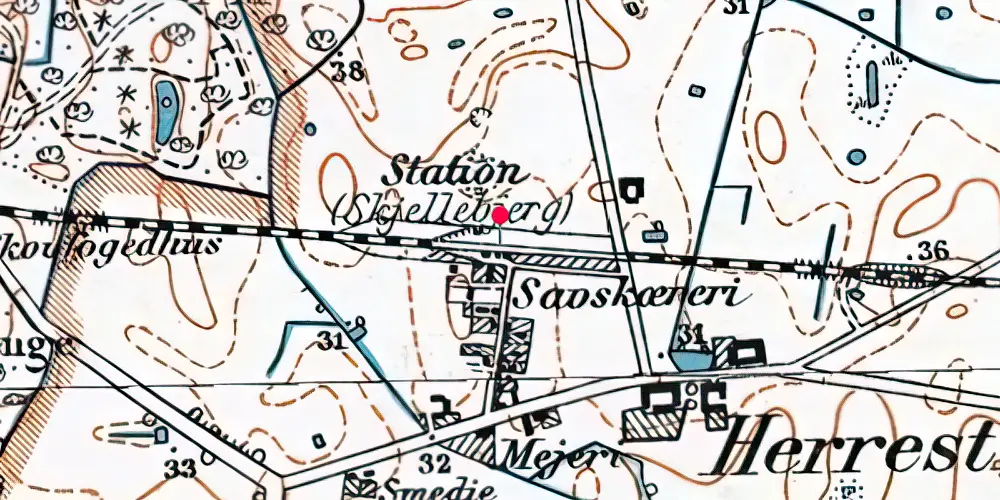 Historisk kort over Skellebjerg Station [1901-1982]