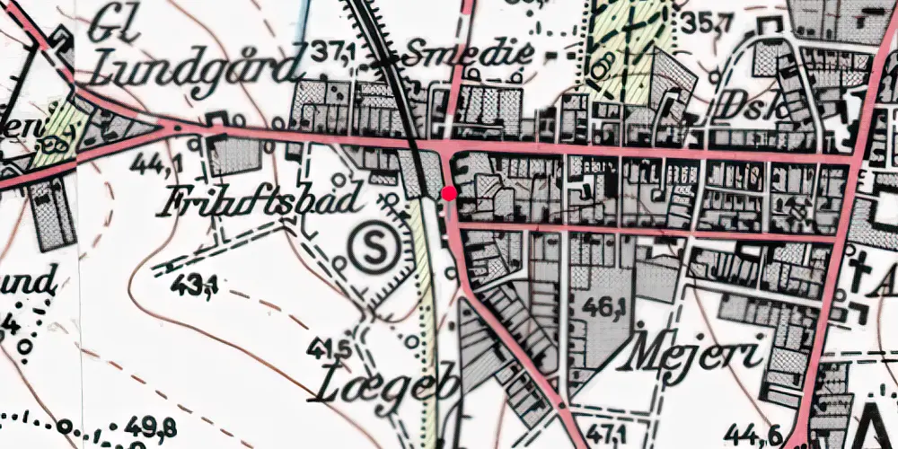 Historisk kort over Aulum Station [1904-1973]