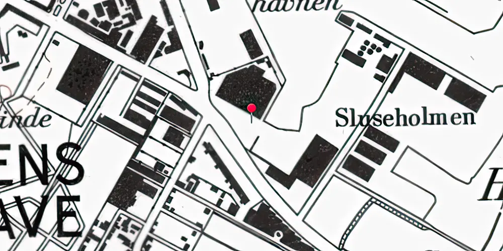 Historisk kort over Sluseholmen Metrostation Historisk kort over Sluseholmen Metrostation