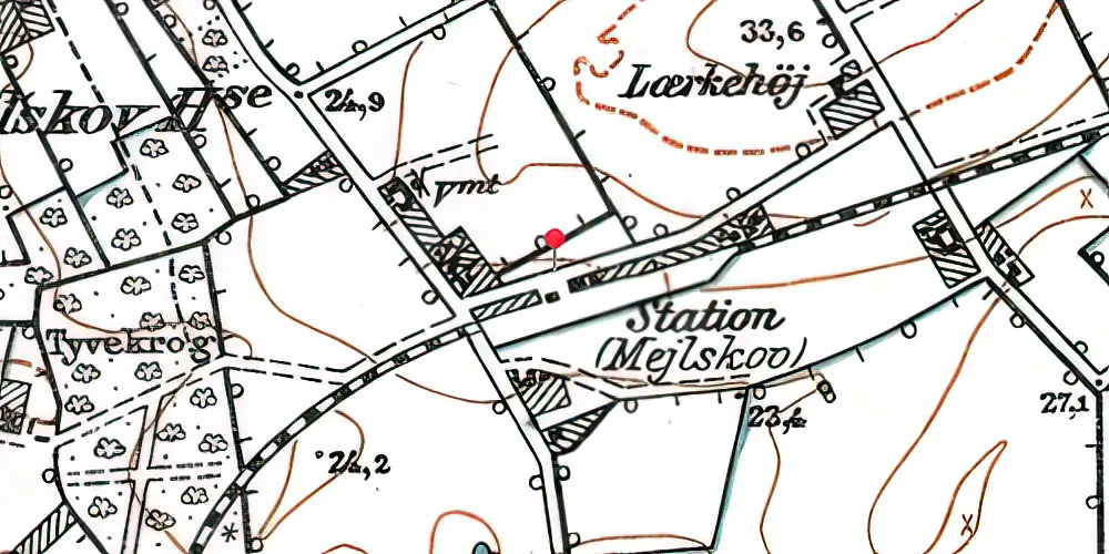 Historisk kort over Mejlskov Station Historisk kort over Mejlskov Station