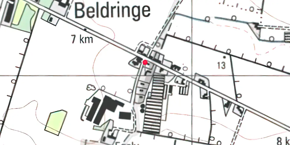 Historisk kort over Beldringe Station Historisk kort over Beldringe Station