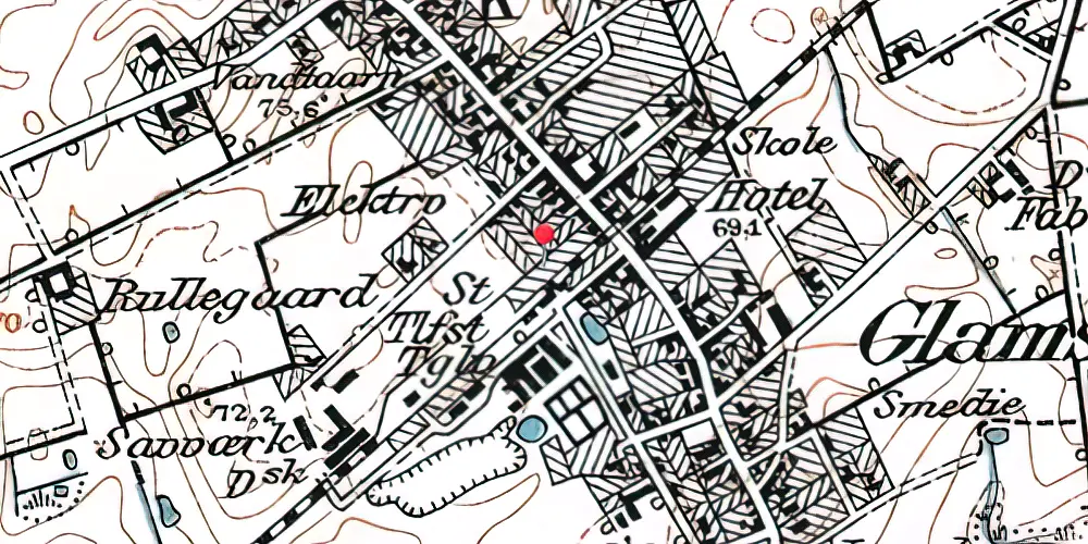 Historisk kort over Glamsbjerg Station