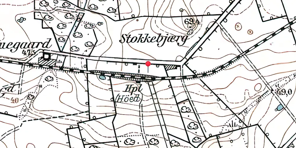 Historisk kort over Høed Trinbræt