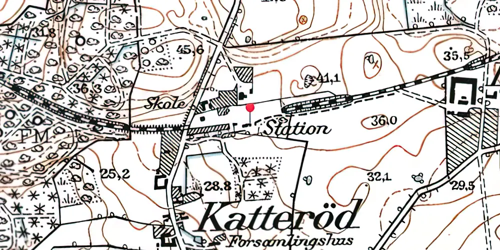 Historisk kort over Katterød Station