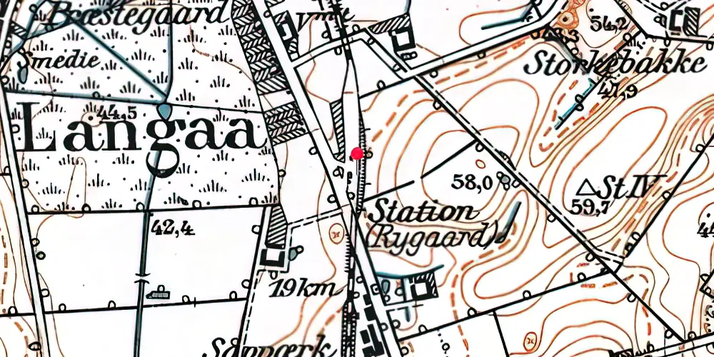 Historisk kort over Rygaard Station