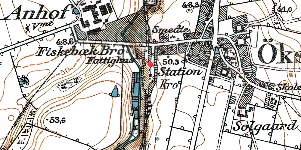 Historisk kort over Øksendrup Station Historisk kort over Øksendrup Station