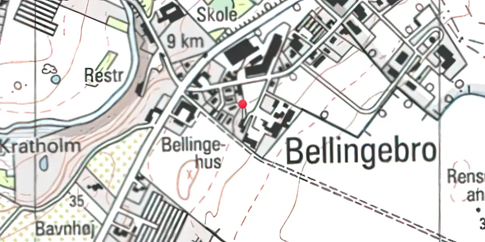 Historisk kort over Bellinge Station