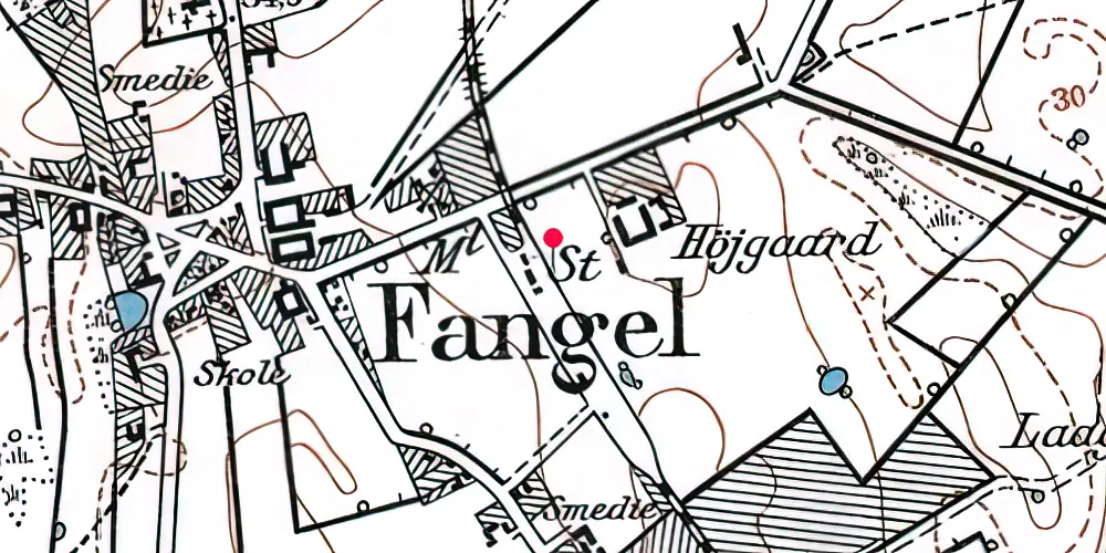 Historisk kort over Fangel Station