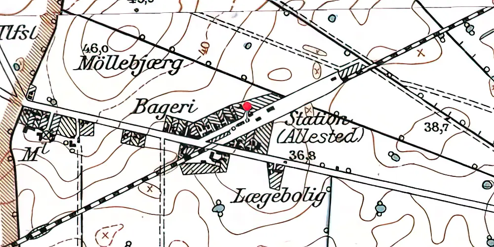 Historisk kort over Allested Station Historisk kort over Allested Station