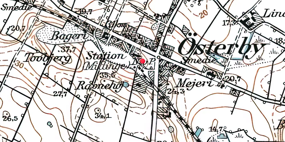 Historisk kort over Millinge Station Historisk kort over Millinge Station