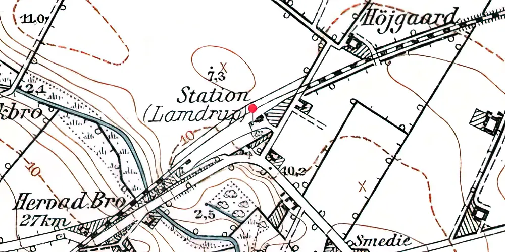 Historisk kort over Lamdrup Station Historisk kort over Lamdrup Station