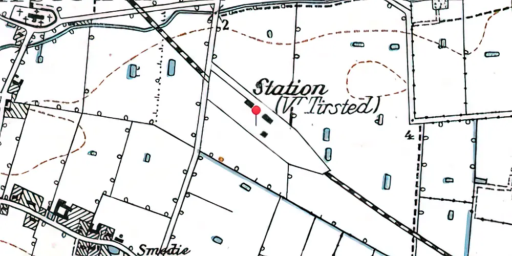Historisk kort over Vester Tirsted Station Historisk kort over Vester Tirsted Station