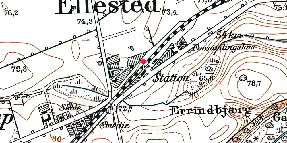 Historisk kort over Ellested Station Historisk kort over Ellested Station