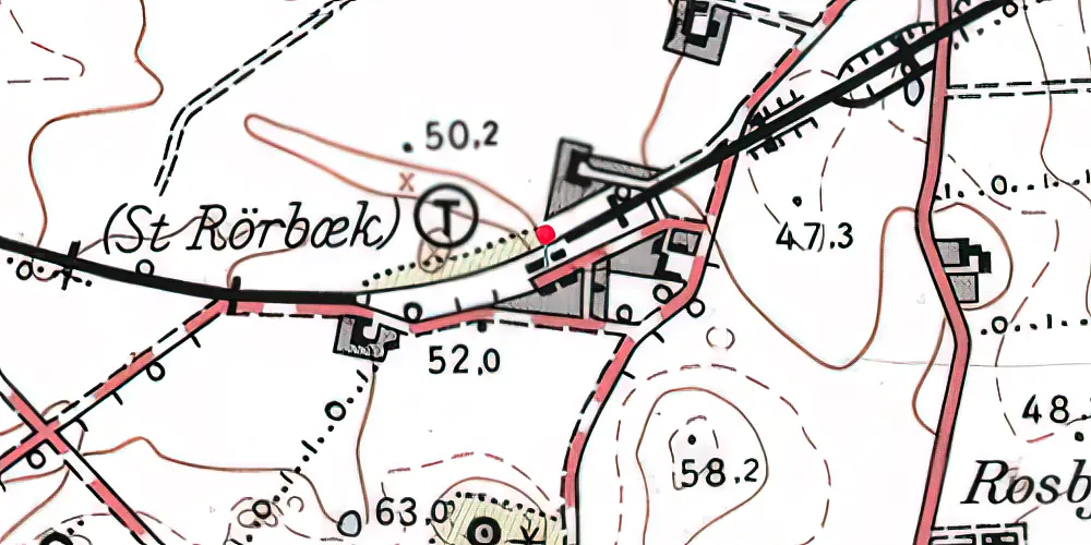 Historisk kort over Store-Rørbæk Station Historisk kort over Store-Rørbæk Station