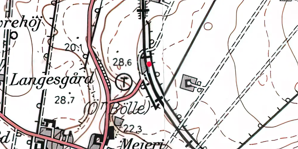 Historisk kort over Østerbølle Billetsalgssted Historisk kort over Østerbølle Billetsalgssted