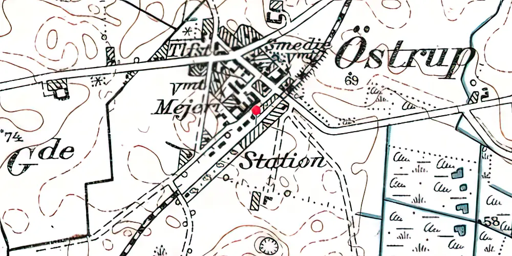Historisk kort over Østrup Station Historisk kort over Østrup Station