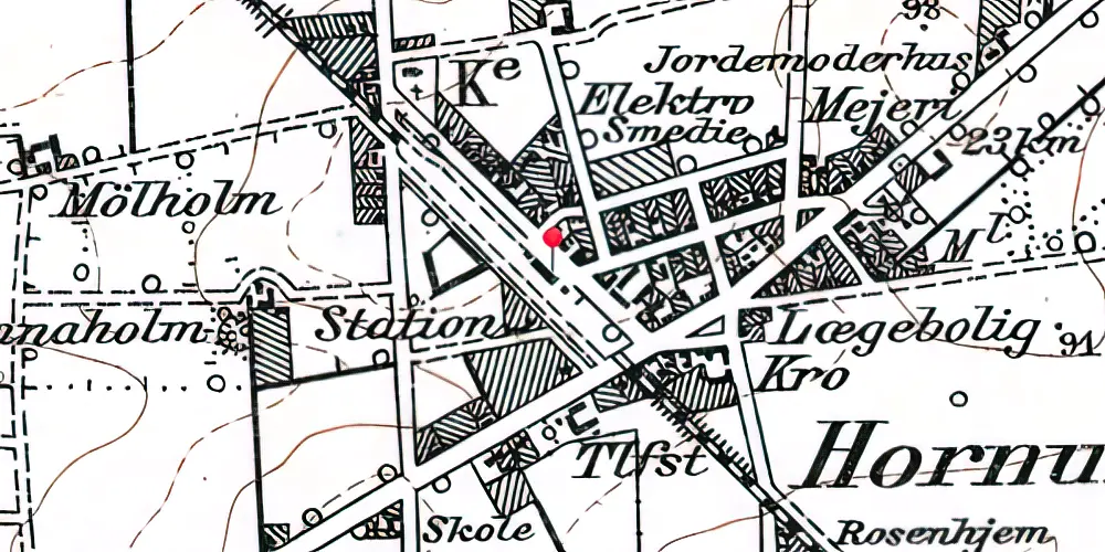 Historisk kort over Hornum Station Historisk kort over Hornum Station
