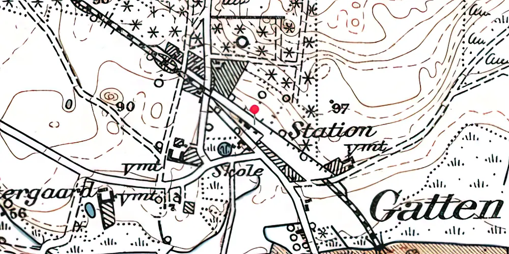 Historisk kort over Gatten Station Historisk kort over Gatten Station