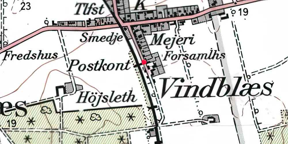 Historisk kort over Vindblæs Station Historisk kort over Vindblæs Station