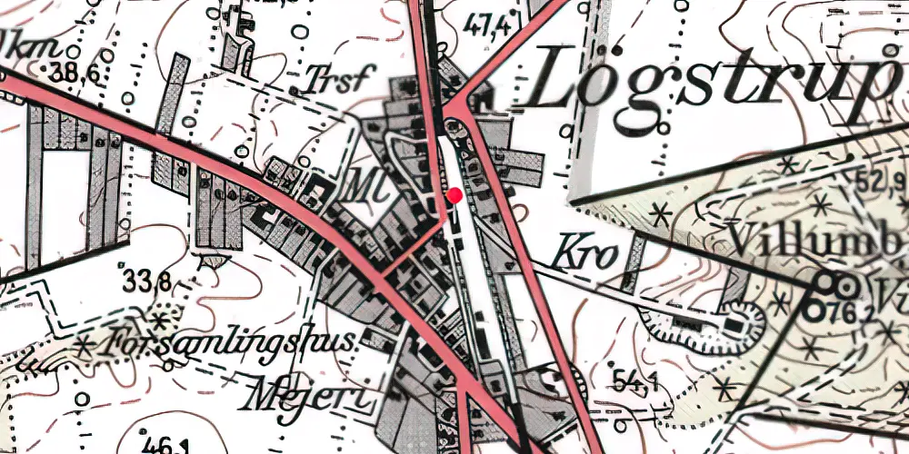 Historisk kort over Løgstrup Station Historisk kort over Løgstrup Station