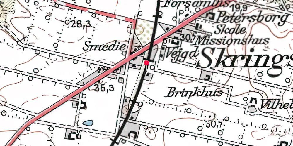 Historisk kort over Skringstrup Billetsalgssted Historisk kort over Skringstrup Billetsalgssted