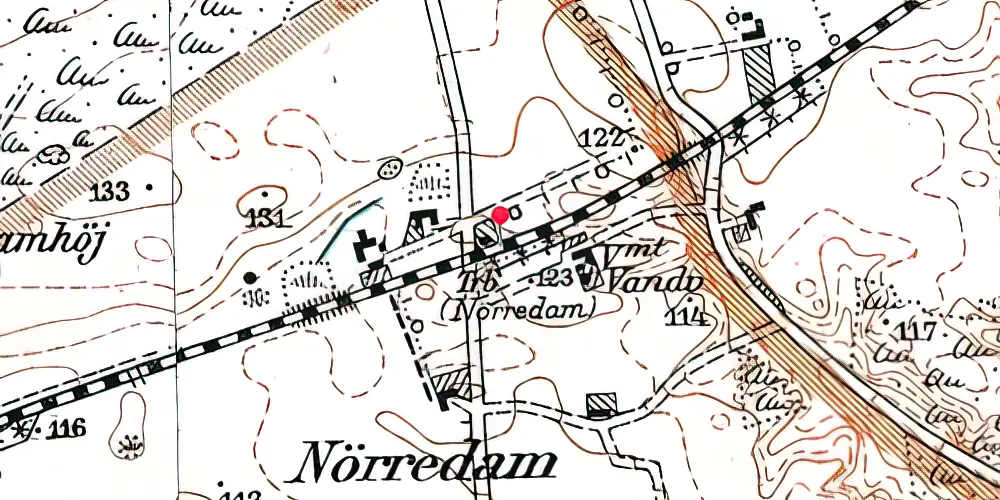 Historisk kort over Nørdam Trinbræt Historisk kort over Nørdam Trinbræt