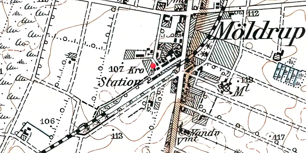 Historisk kort over Møldrup Station Historisk kort over Møldrup Station