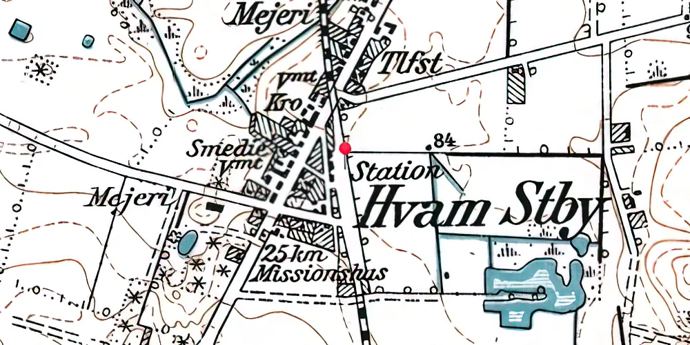 Historisk kort over Hvam Station Historisk kort over Hvam Station