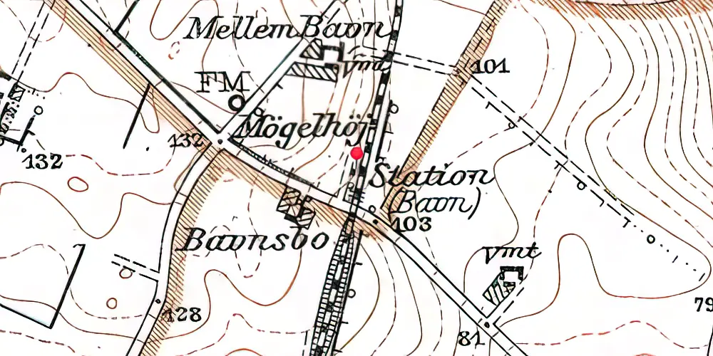 Historisk kort over Baun Trinbræt