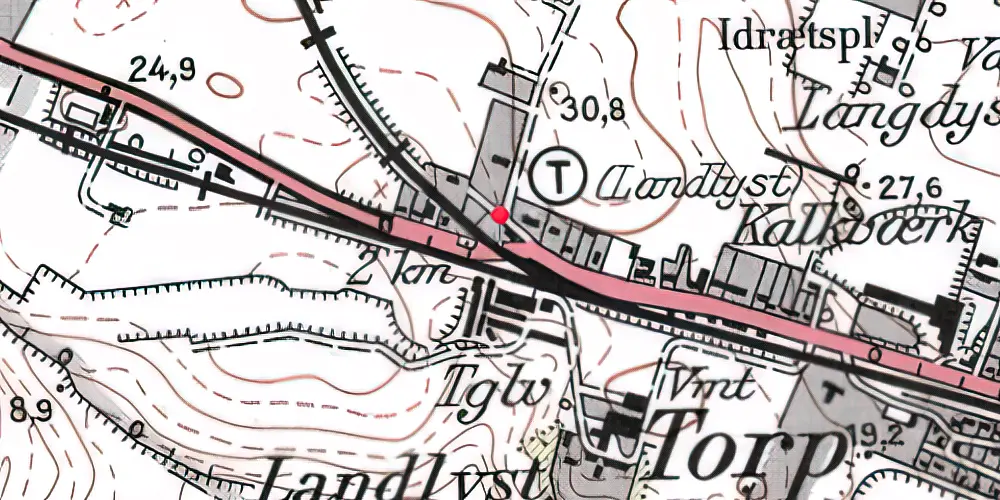 Historisk kort over Landlyst Trinbræt Historisk kort over Landlyst Trinbræt