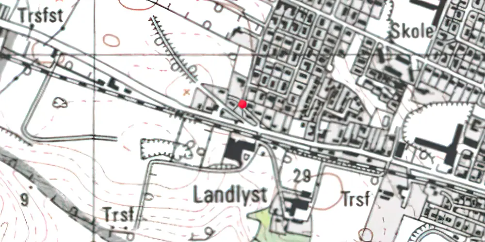 Historisk kort over Landlyst Trinbræt Historisk kort over Landlyst Trinbræt