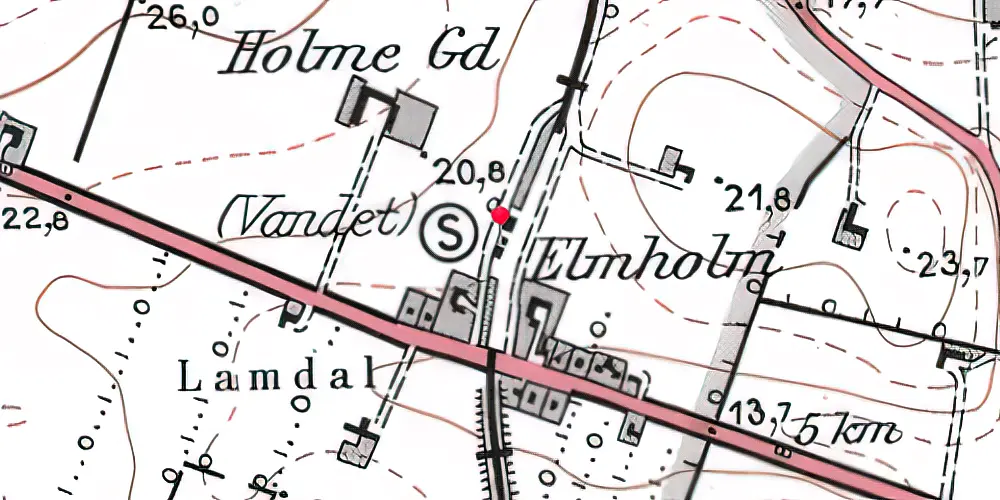 Historisk kort over Vandet Station Historisk kort over Vandet Station