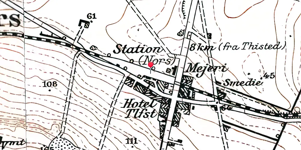Historisk kort over Nors Station