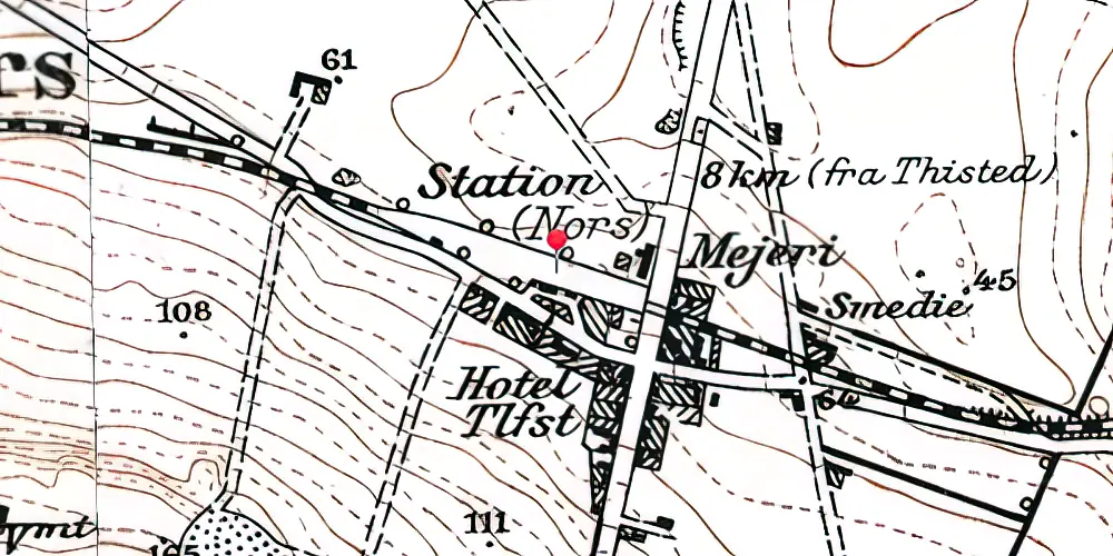 Historisk kort over Nors Station Historisk kort over Nors Station