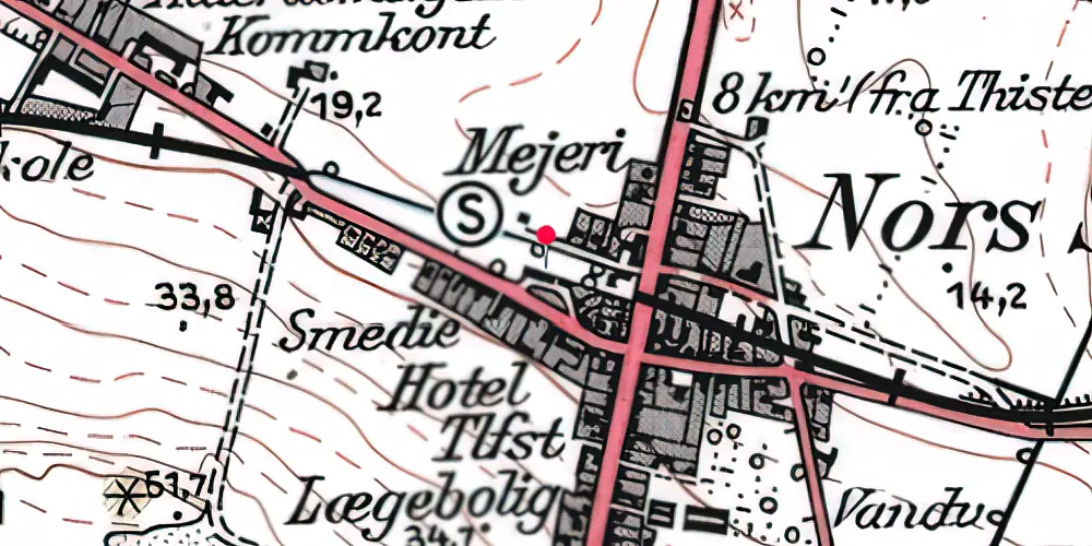 Historisk kort over Nors Station Historisk kort over Nors Station