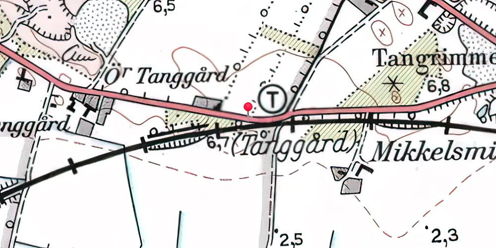 Historisk kort over Tanggaard Trinbræt Historisk kort over Tanggaard Trinbræt
