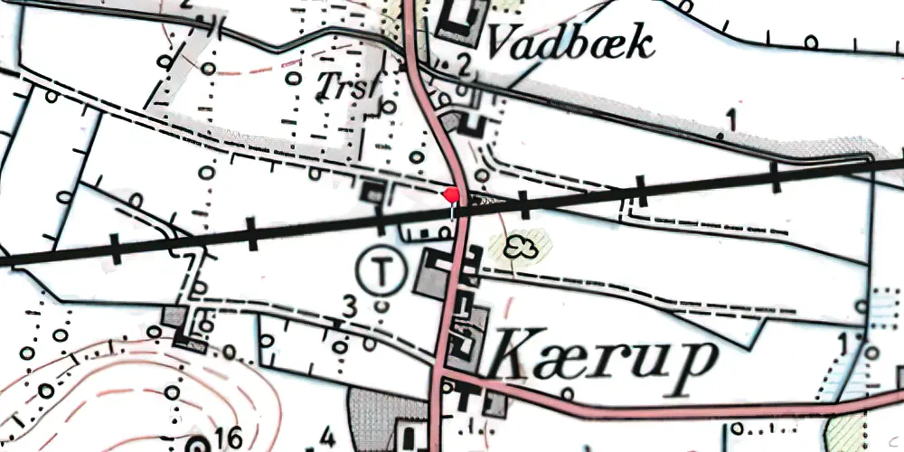 Historisk kort over Kærup Trinbræt Historisk kort over Kærup Trinbræt