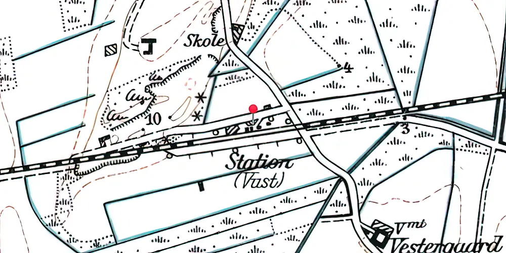 Historisk kort over Vust Station Historisk kort over Vust Station