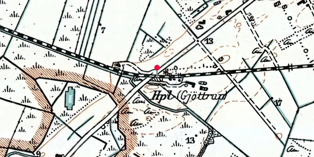 Historisk kort over Gøttrup Trinbræt Historisk kort over Gøttrup Trinbræt