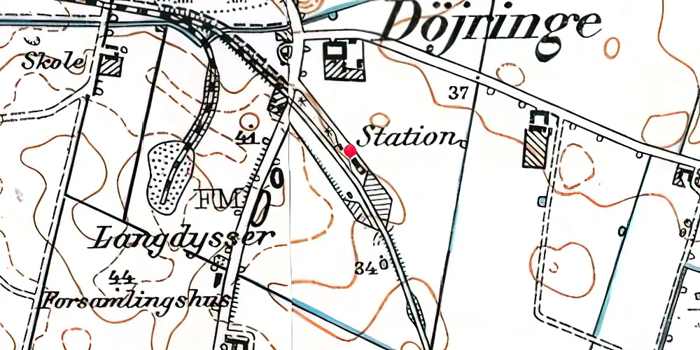 Historisk kort over Døjringe Station Historisk kort over Døjringe Station
