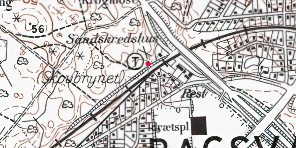 Historisk kort over Skovbrynet Billetsalgssted [1930-1964]