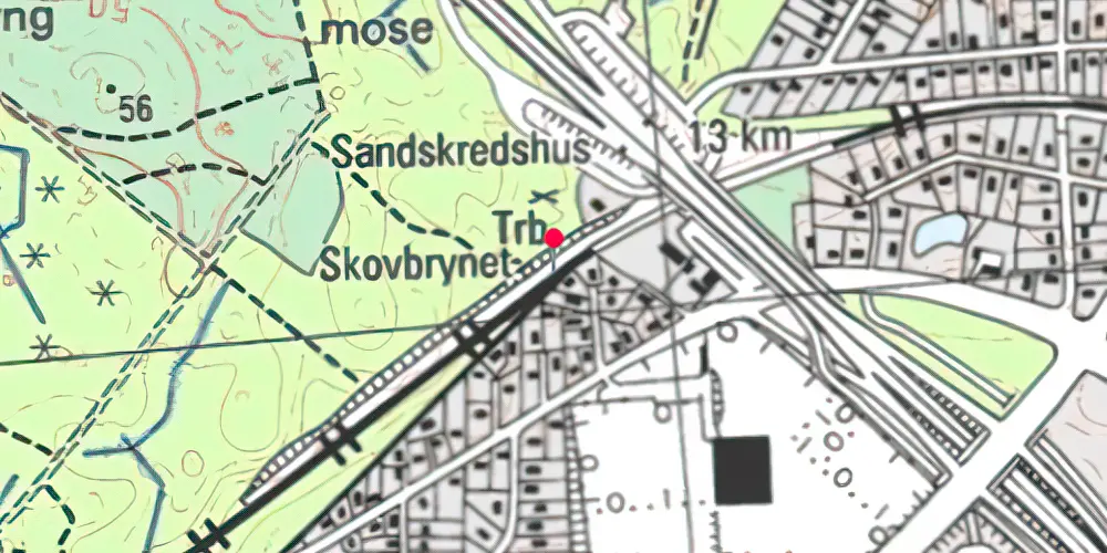 Historisk kort over Skovbrynet Billetsalgssted [1930-1964]