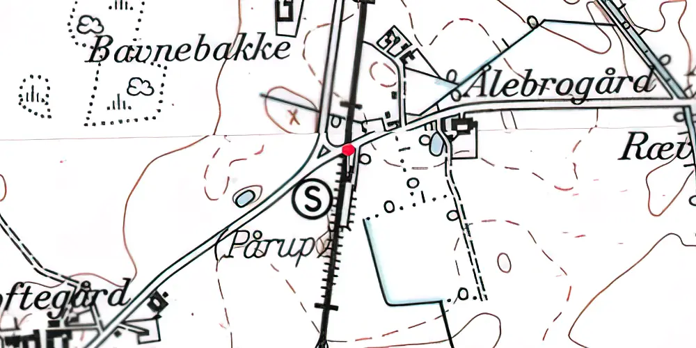 Historisk kort over Pårup Trinbræt Historisk kort over Pårup Trinbræt