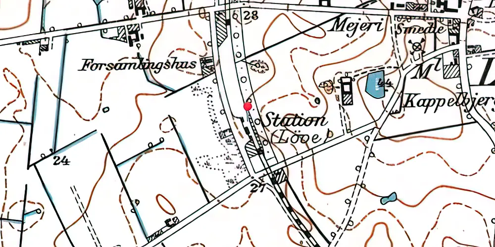 Historisk kort over Løve Station [1898-1960]