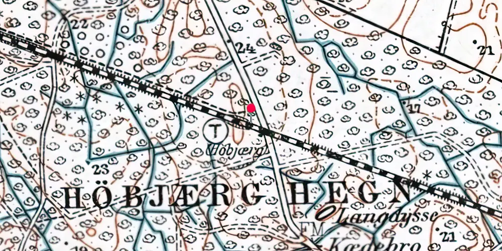 Historisk kort over Høbjerg Trinbræt