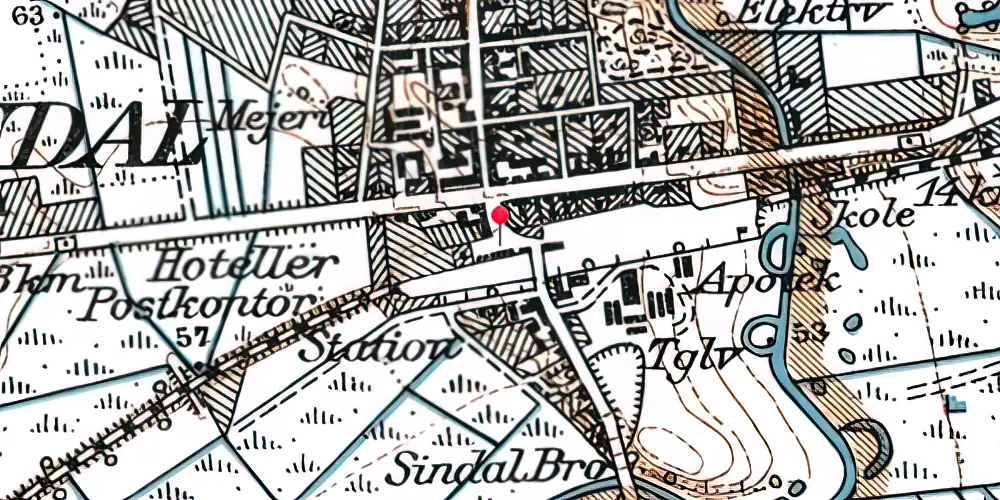 Historisk kort over Sindal Station Historisk kort over Sindal Station