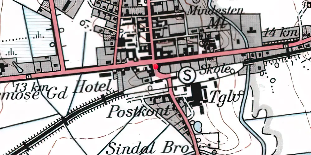 Historisk kort over Sindal Station Historisk kort over Sindal Station